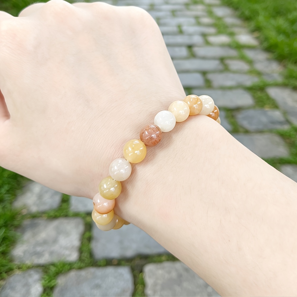 Natural Colored Stone Bead Elastic Bracelet, Versatile Gift